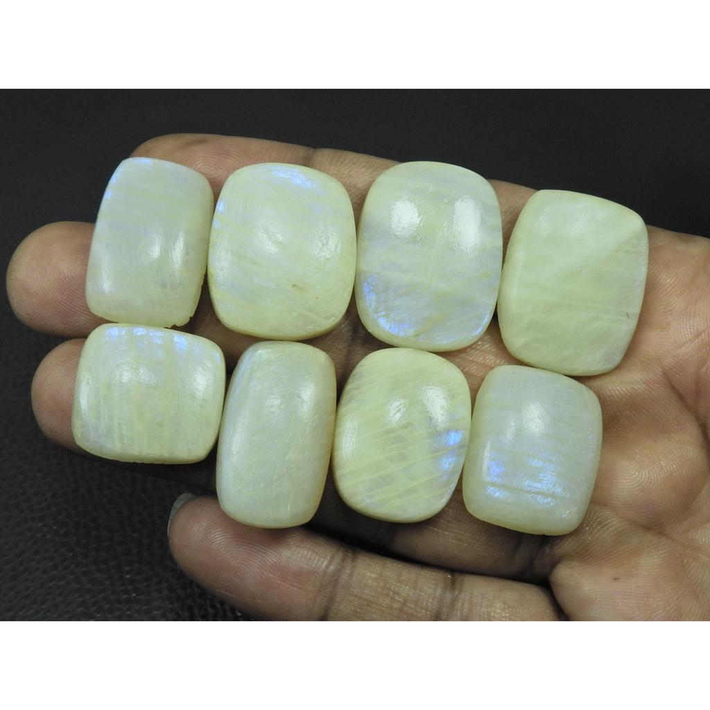 231Cts. Natural Moonstone Octagon Shape Cabochon Loose Gemstone 08 Pcs Lot C-3306