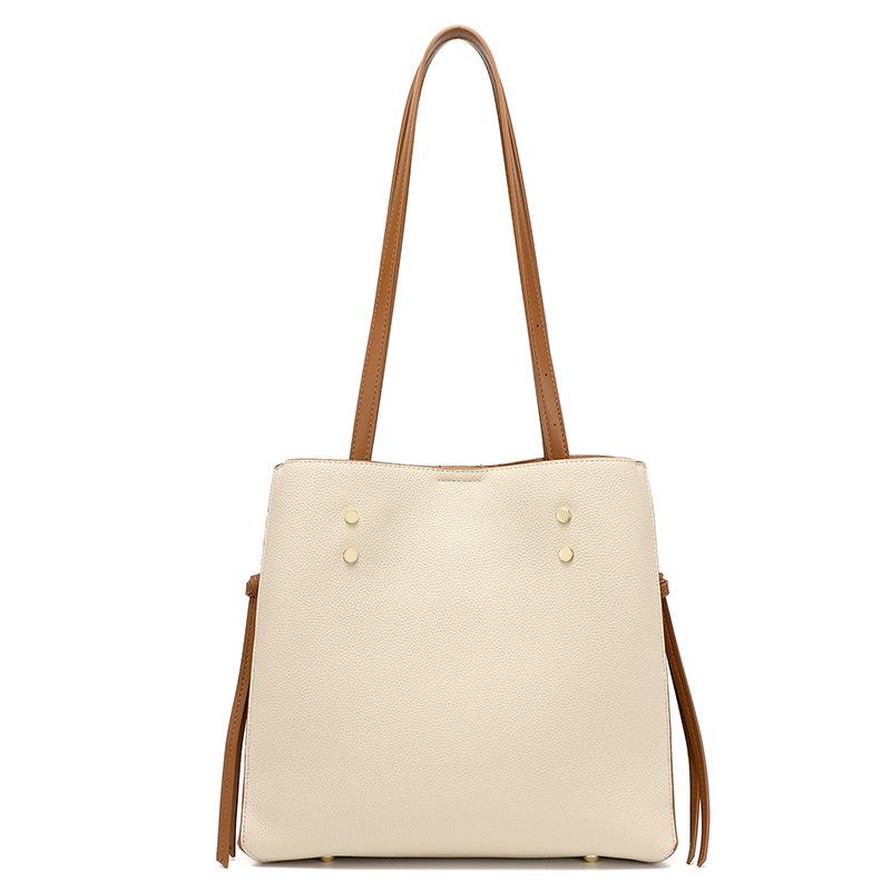 Customized Version of Large-capacity Tote Bag, New Trendy Fashion and Simple Shoulder Bag PU Soft Leather Women's Commuter Bag, Large Bag