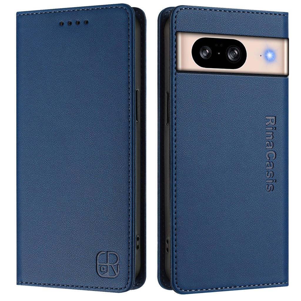 For Google Pixel 8 Leather Case RINACASIS RC01 Phone Cover with RFID Blocking Wallet Stand