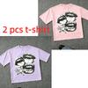 Harajuku Buchstabe Mund Druck Damen T-Shirts Sommer Mode Straße Outdoor Lässig T-Shirt Tops für Herren und Damen Tees Top