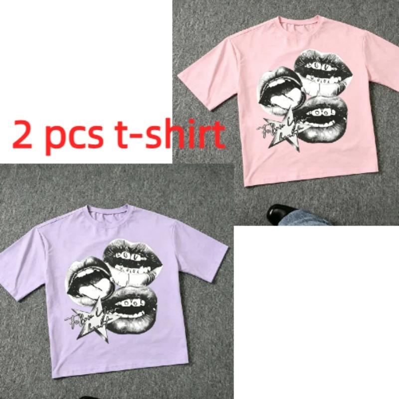 Harajuku Buchstabe Mund Druck Damen T-Shirts Sommer Mode Straße Outdoor Lässig T-Shirt Tops für Herren und Damen Tees Top