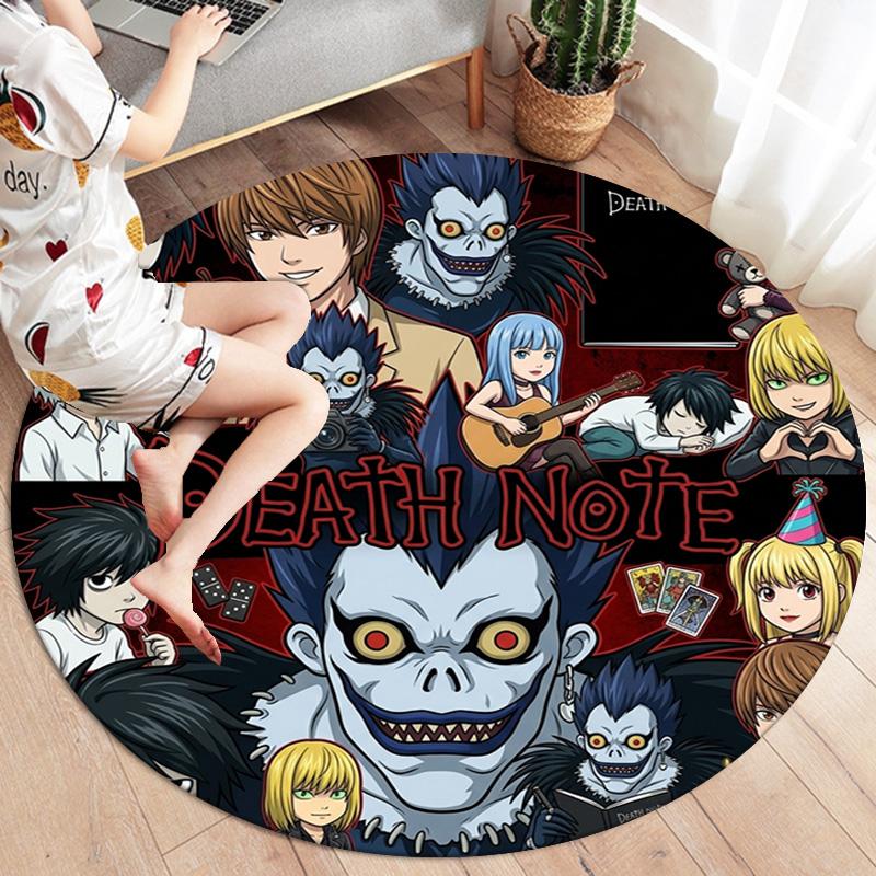 Death Note Round Area Rug Carpet Rug For Living Room Bedroom Sofa Playroom Decor Nonslip Floor Mat