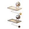 Bathroom Shelf Adhesive Wall Mount Space Efficient Storage Organizer for Towels Toiletries Toilet Paper Holder