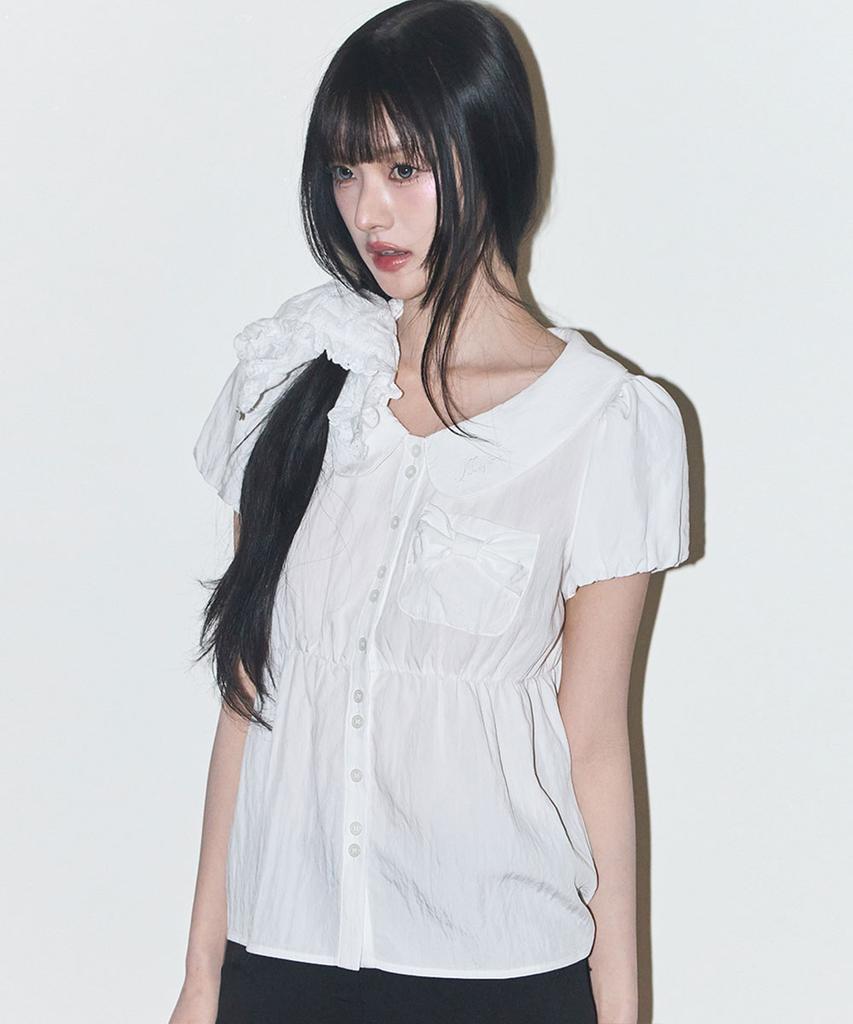ILLIGO Forming Ribbon Puff Blouse White