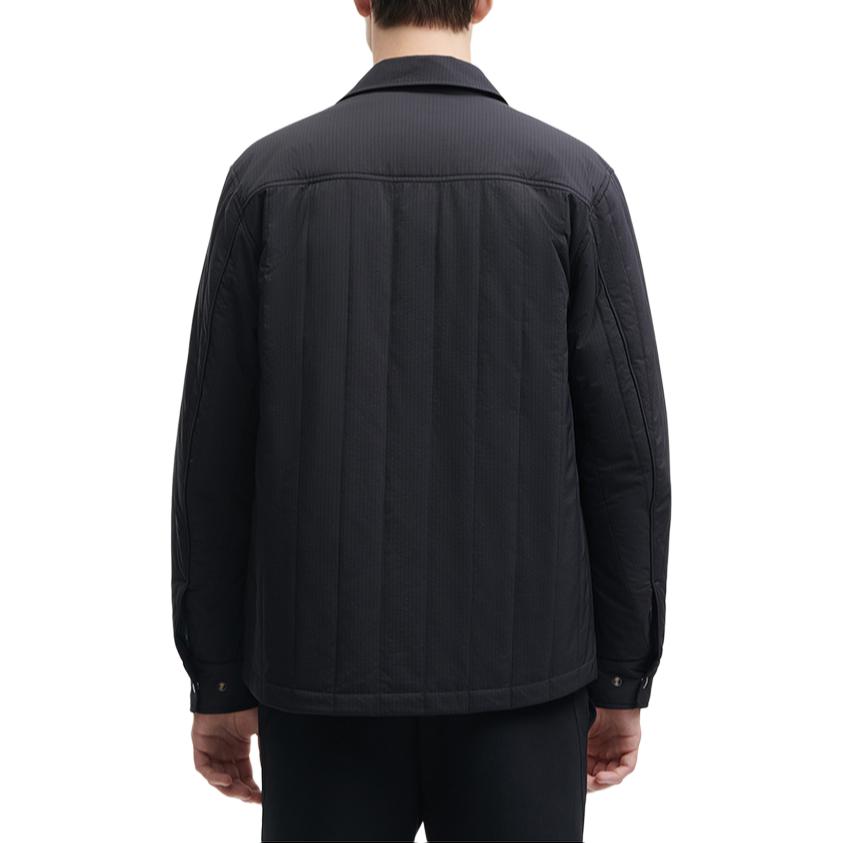 Fila 2023 Winter New Sherpa Warm Flannel Shirt Collar Slightly Wrinkled Lapel Long Sleeve Fitted Jacket Cotton Coat Men Jackets Black F11M348902F-BK