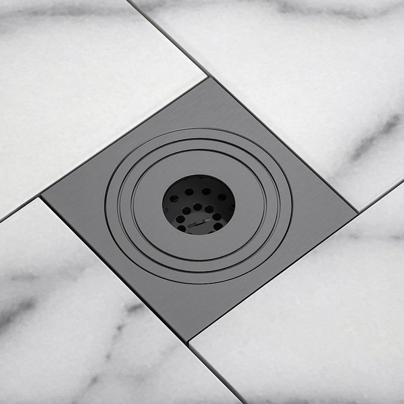 Copper Bathroom Deodorant Square Floor Drain Black/Gray/Chrome/Nickel Bathroom Toilet Balcony Washing Machine Floor Drain 3 Inch