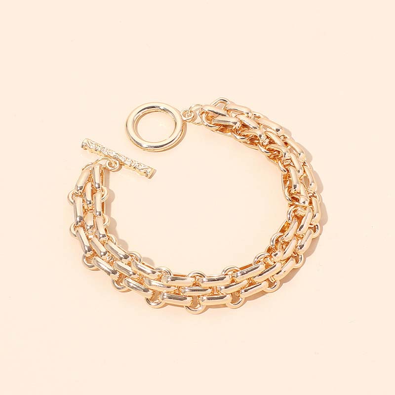 Exaggerated Gold Color OT Buckle Bracelet Necklace For Women Men Punk Hip Hop Metal Thick Chain Necklace Jewelry Gift