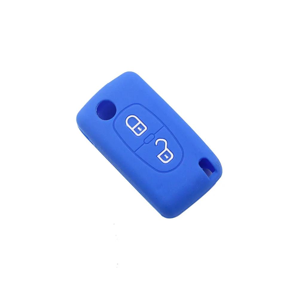 2 Buttons Silicone Car Key Case Cover Flip Remote Car Key Holder Shell Fob For Citroen C2 C3 C4 C8 Peugeot 308 207 307 3008 5008