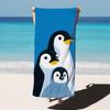 Pinguïnfamilie Strandlaken - Microvezel, Zacht, Absorberend, Sneldrogend - Strand, Zwembad Opties - Schattig Cartoon Pinguïn Bedrukt Laken