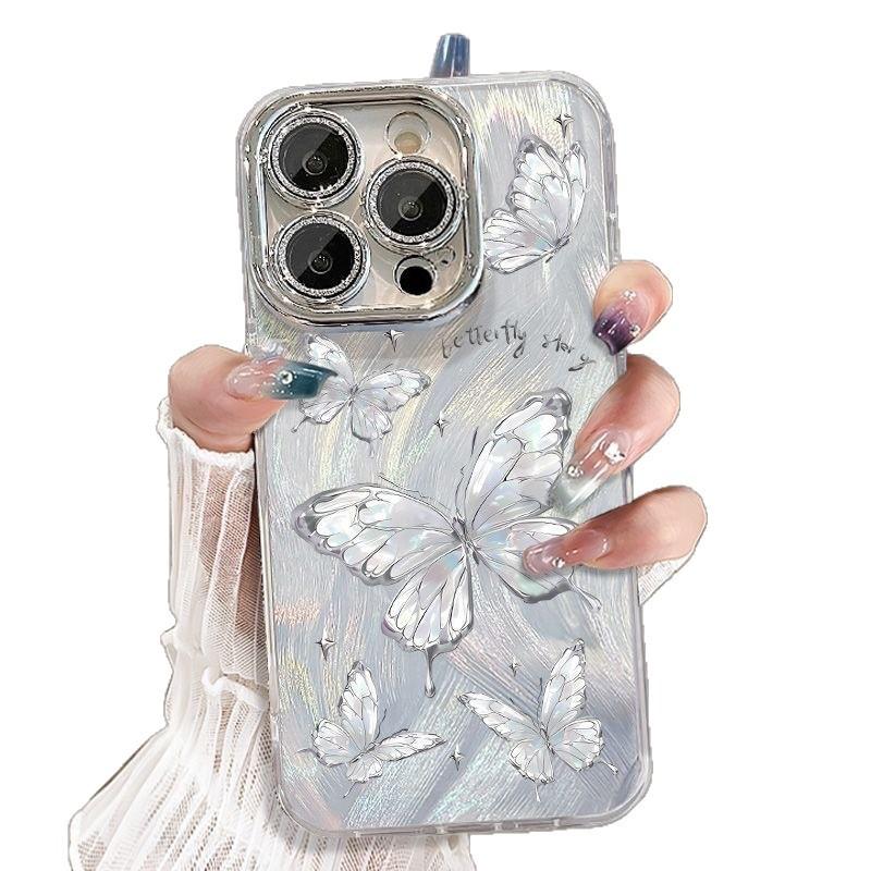 Colorful butterfly for Apple 16promax 15 mobile phone case iphone14 13 12 Simple soft shell XR X