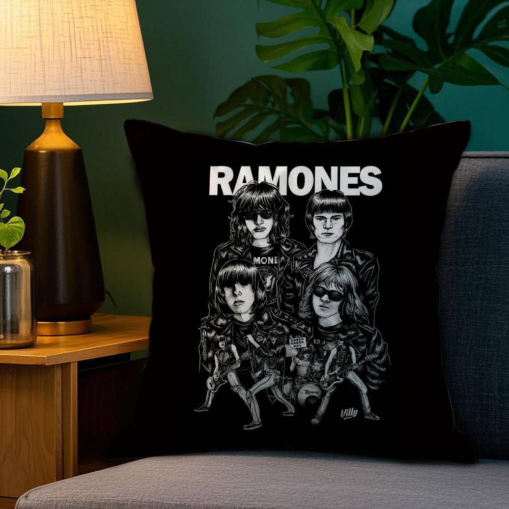 Рок R-Ramones Наволочка Диван Гостиная Спальня Двусторонняя печать Квадратная подушка Подушка для сна Наволочка 12x12Inch