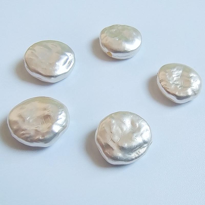 Bright White Concave Round Faux Pearl Beads for DIY Jewelry Making