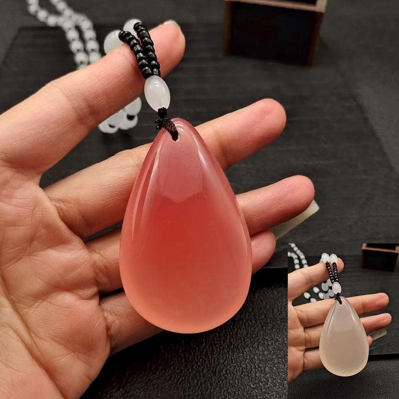 Sunlight Uv Color Change Necklace Water Drop Pendent Necklace For Women Unisex Lucky Long Pendant Sweater Chain Ornaments