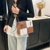 The New Fashionable Messenger Bag Is Now a Popular Small Square Bag, Hand-spliced Contrasting Color, One Shoulder Underarm Bag for Women