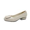 New soft leather shallow mouth medium heel single shoes women's shoes round head versatile rough heel soft leather versatile commuter work shoes