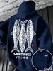 Men's Autumn/Winter Long-Sleeved Thick Hoodie with Japanese Print Sardine Pattern, Loose Fit, Ukiyo-e Style, Retro Streetwear