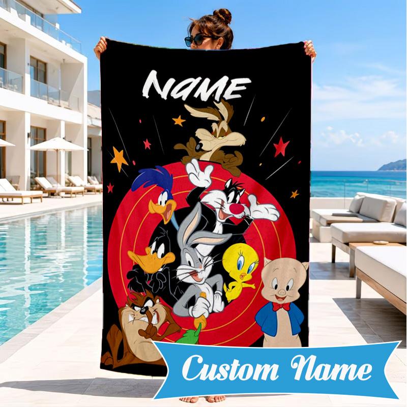Custom Name Superhero Adventure Martian Beach Towel Microfiber Beach Towel, Lightweight and Quick-Dry, for Summer Travel, Swimming Pool Gift