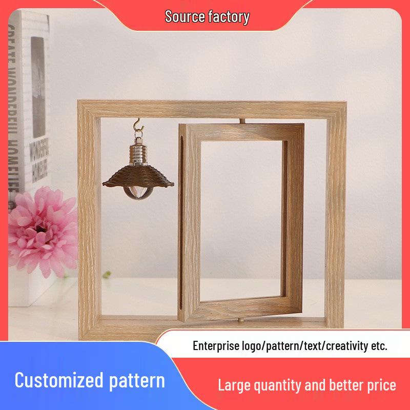 Modern Rotating Double-Sided Photo Frame: 6-inch/7-inch, Personalized Album, Couples Gift, Wooden Ornament