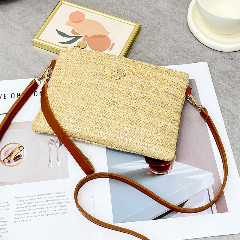 

Sweet straw bag new simple shoulder bag messenger bag clutch bag women s bag straw bag коричневый