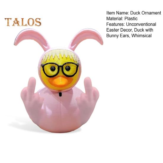 Middle Finger Duck Figurine Bunny Ears Duckling Statue Desktop Duck Ornament Easter Gift for Duck Lovers Office Decor