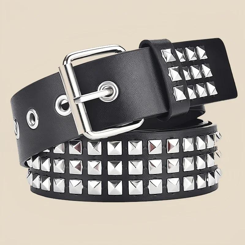 Heavy Metal Rivet Punk Belt - Y2K Industrial Gothic Belt with Studded Design for Jeans & Nightclub, Unisex Rock Style Accessory