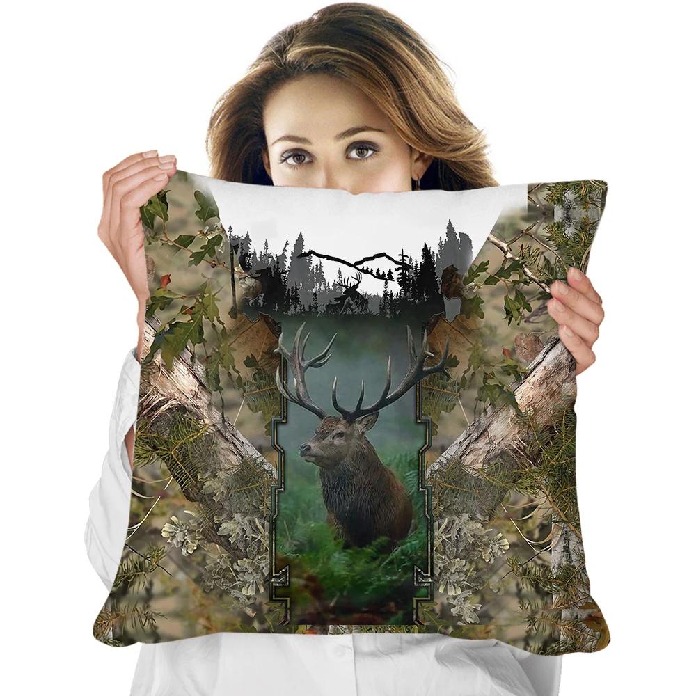 Animal Pillowcase Beautiful Wild Boar Hunting Reversible Printed Cushion Cover Home Fun Throw Pillow