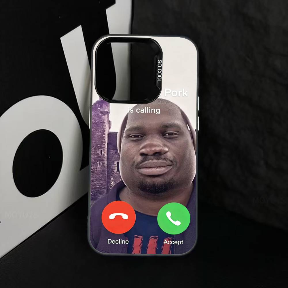 Funny J-John Pork Is Calling Phone Case For iPhone 17,16,15,14,13,12,11 Plus,Pro Max,XS,Colorful Silver Black Cover