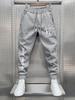 Cross-script Men Jogger Pants Pocket Cross Silhouette Print, Vertical Cursive Text Graphic on Leg, Elastic Drawstring Soft Sweatpants for Streetwear