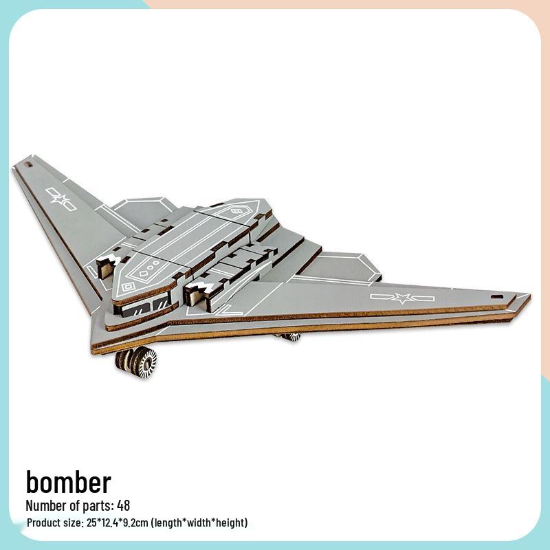 3D Wooden Airplane Model Jigsaw Puzzle - Educational Building Blocks for Children