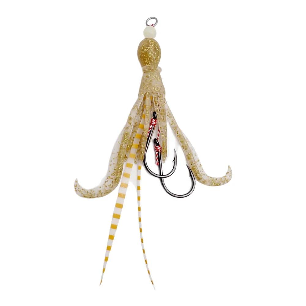Soft Silicone Squid Skirt Lure 10.5CM Slow Jigging Assist Hook Glow Trolling Bait Saltwater Sea Pesca Fishing Bait