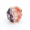 Rose Gold & Deep Purple Pansy Flower Charm - Elegant Beaded Gift for Women