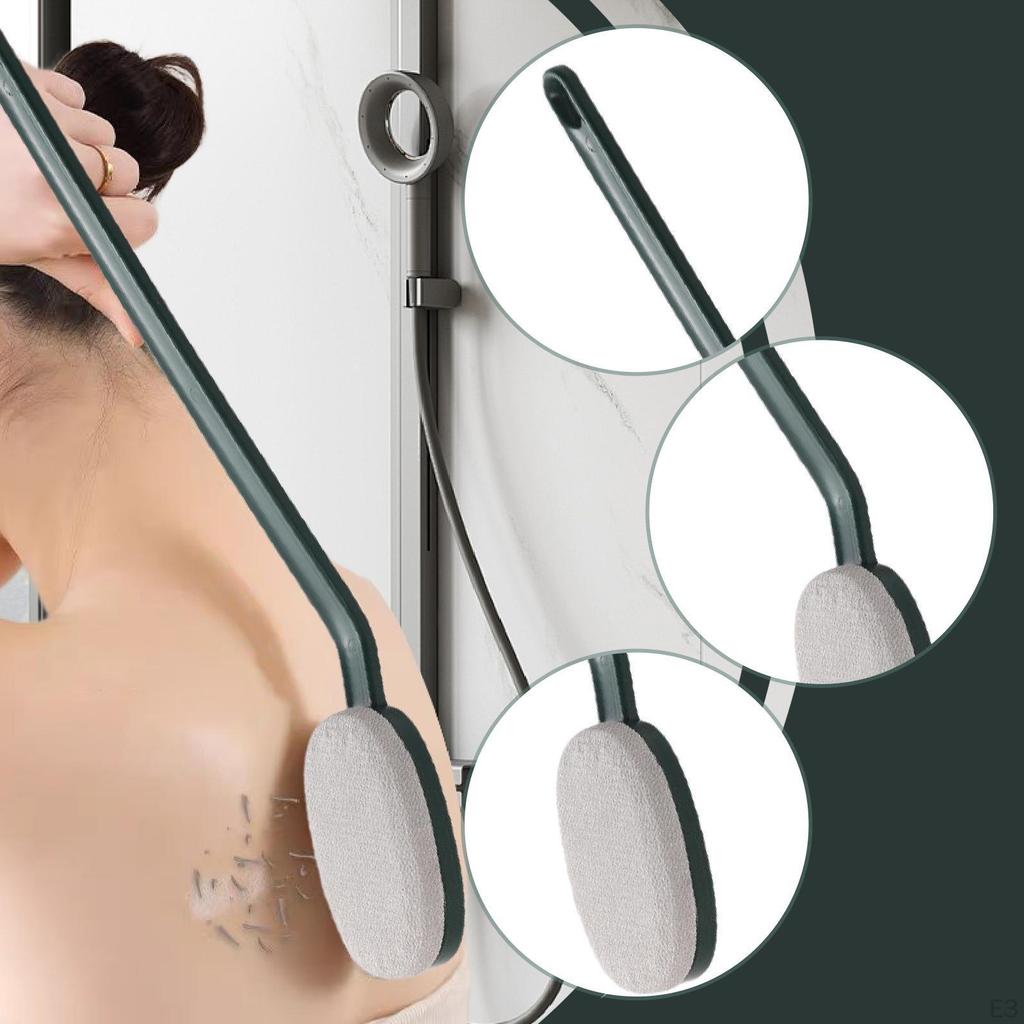 Ergonomic Body Brush, Back Long Handle, Bath Curved Head, Shower Non-Slip Grip,