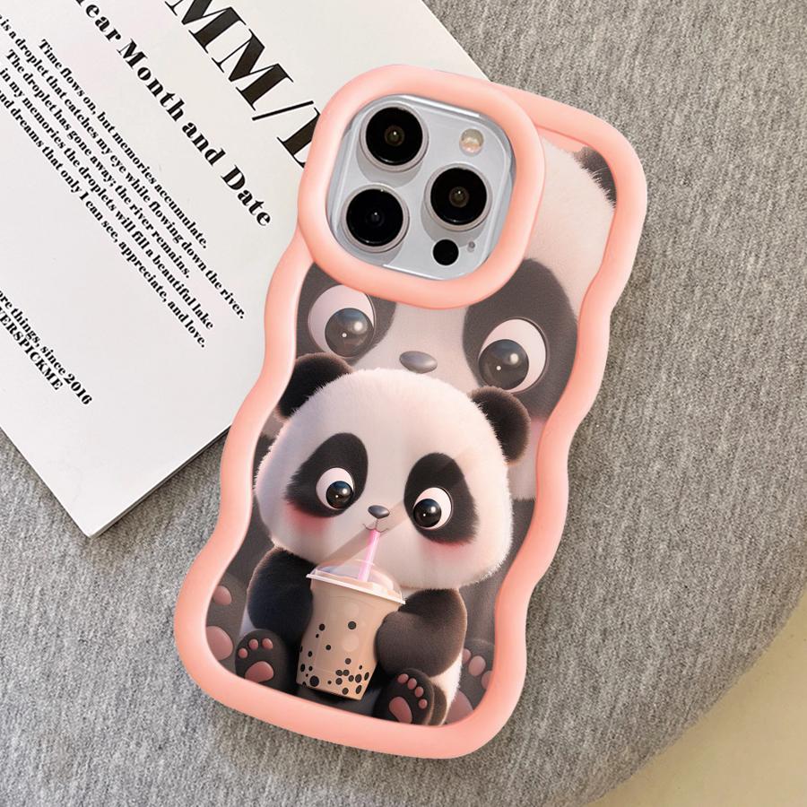 Case for iPhone 8 17 Air 13 14 11 XR 16 Pro Max 12 15 Plus Soft Phone Cover Cute Panda