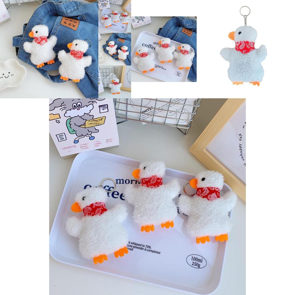 Adorable Duck Plush Toy With Scarf Creative Small-size Stuffed Animal For Bags And Keys
