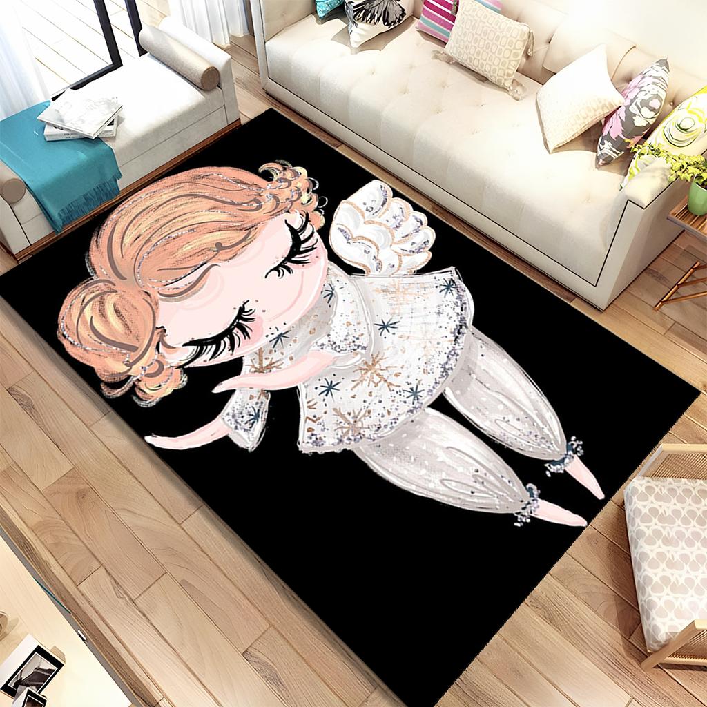 Covor de zonă cu desene animate cu zână balerină, covor pentru sufragerie, dormitor, canapea, covoraș, covoraș anti-alunecare pentru copii