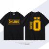 OHLINS Motorcycle Shock Absorber Modified Shortsleeved Tshirt Casual Mens and Womens Pure Cotton Clothing