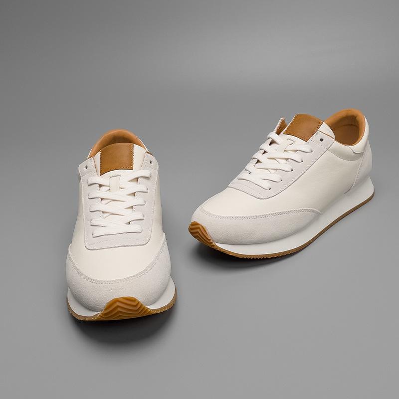 European Luxury Men's Genuine Leather Casual White Shoes - Trendy Summer Forrest Gump Style