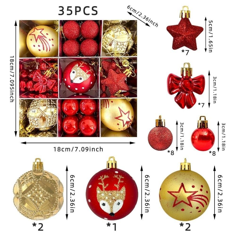35Pcs/Set Creative Christmas Ball 6CM Xmas Ornament Ball Durable Xmas Baubles  Scene Supplies