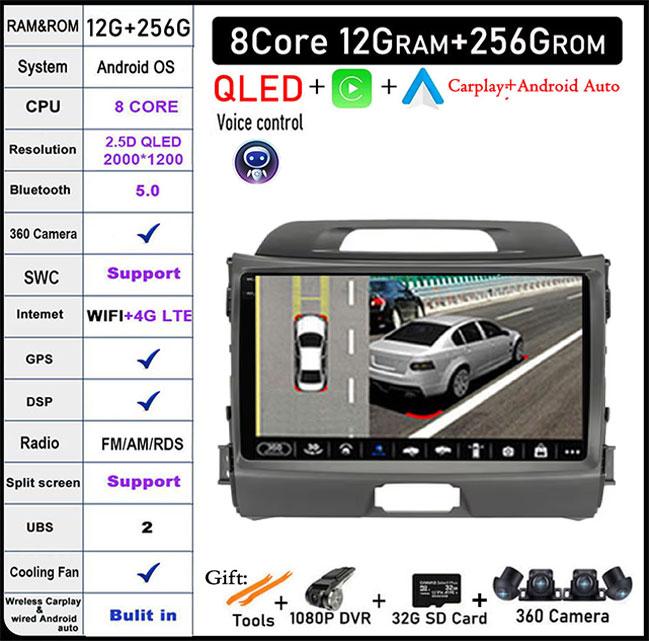 Android 14 For KIA Sportage 3 2010 2011 2012 2013 2014 2015 2016  9" Autoradio Car Radio Multimedia Player Navigation Video GPS