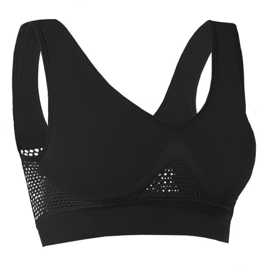 Plus Size Mesh Hollow Breathable Sports Bra Yoga Running Non-Wire Push-up Bra for Women