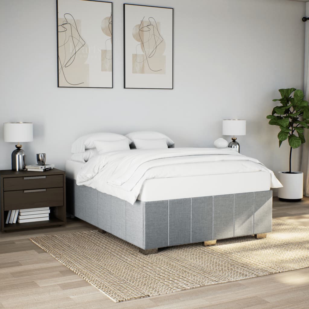 Bed Frame without Mattress Light Grey 140 x 190 cm Fabric
