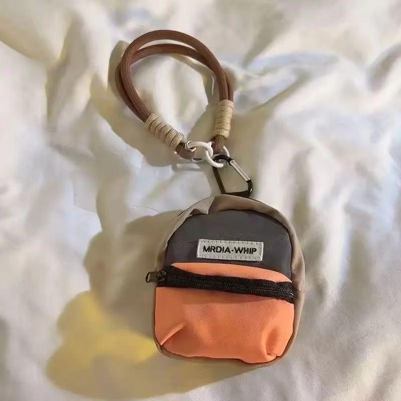 Trendy Colorful Soft Small Backpack with Coin Purse, Hand Strap & Contrasting Color Lanyard Pendant