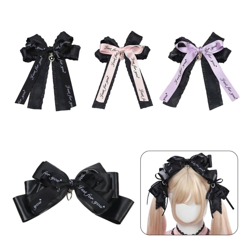 Cute Hair Clip with Heart Ribbon Bowknot Hairpin Easy To Use Suitable for Women Perfect for Daily Life Parties Weddings