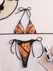 European & American Halter Tie-Up Butterfly Print Bikini Set