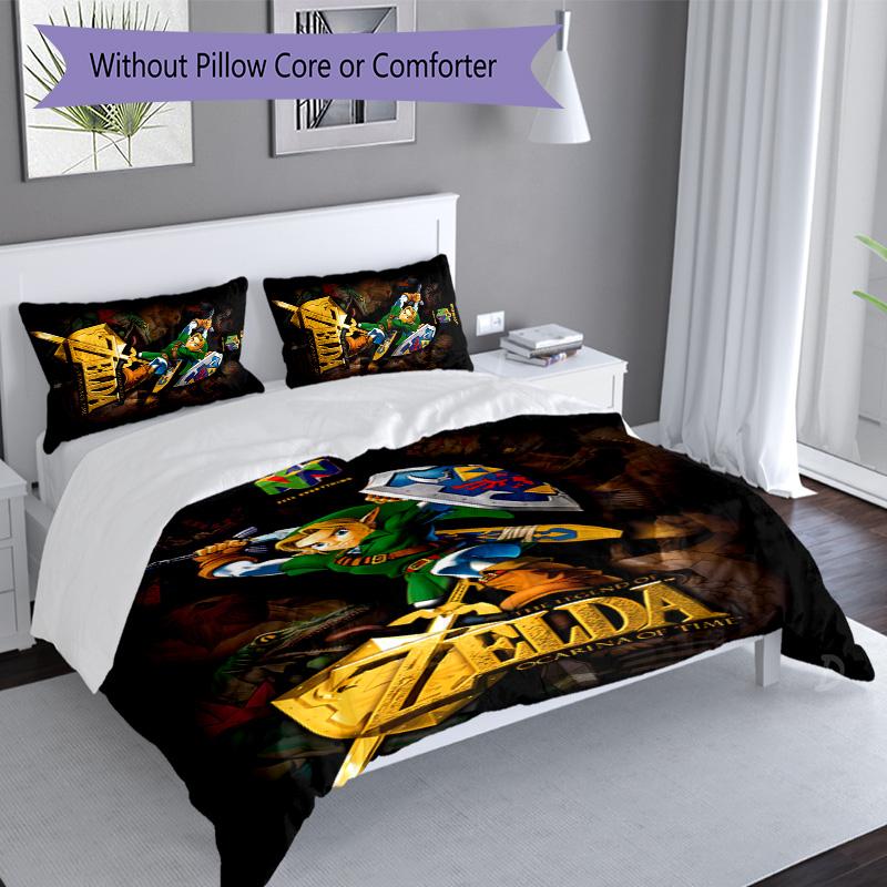 3pcs Cartoon Z-Zeldas pattern bedding set duvet cover set includes duvet cover &pillowcases, perfect all season bedroom decoration & gift