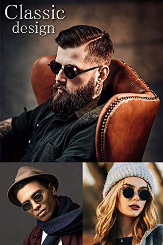 Round Sunglasses Men Designer Metal Frame UV Protection.