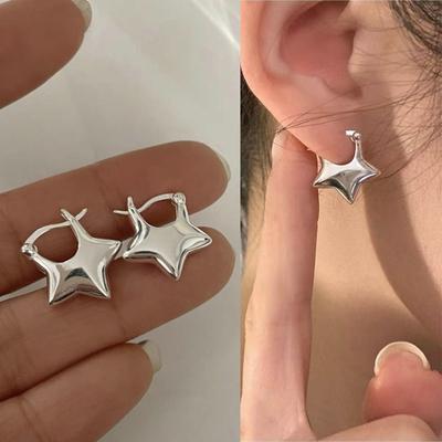 2023 Trendy Pentagrama Brincos S925 Prata Agulhas Y2K Design Simples Estrela Brincos para Mulheres Meninas Moda Jóias Presentes