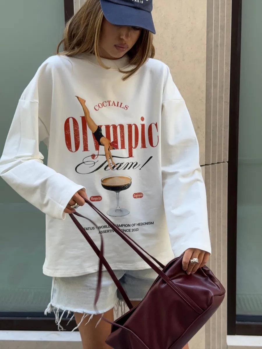 100 cotton t-shirt 2025 spring fashion flow niche design sense age reduction printing comfort XXXL белый 2150₽