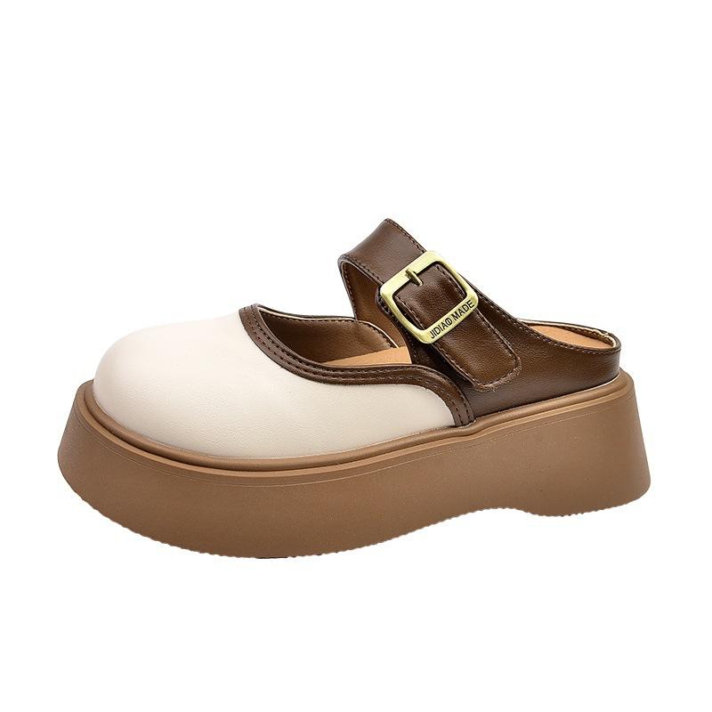 Thick-soled bag head half slippers women's 2025 new outer wear spring versatile foreign style design sense fashion one-pedal women's shoes