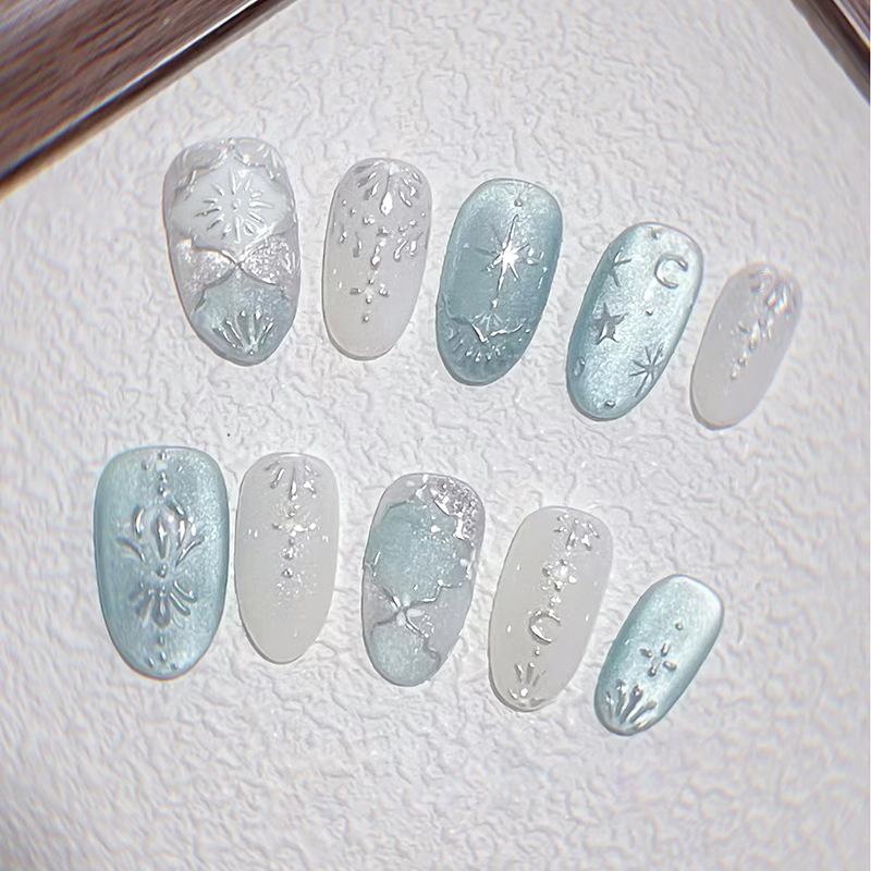 24Pcs Red Cat Eye Press On Nails Retro Gilded Rose Almond Short False Nails Set With Tools